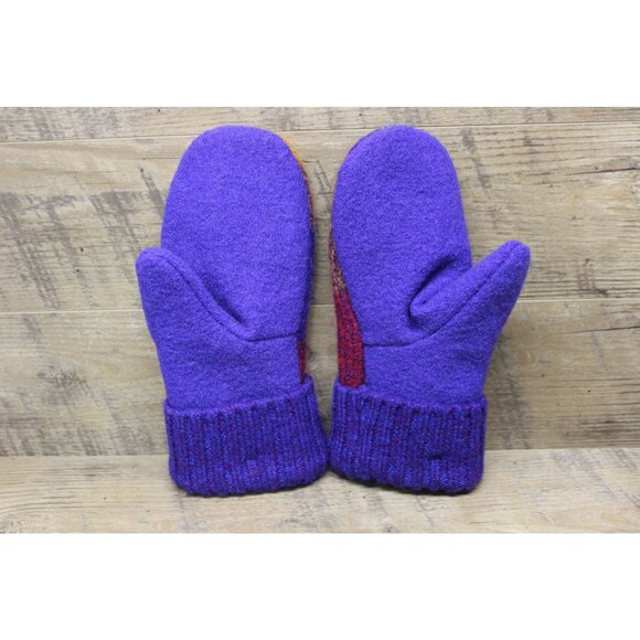 Handmade Wool Sweater‎ Mittens Women’s Size Fleece Lined Upcycled Winter Gloves - Picture 4 of 10